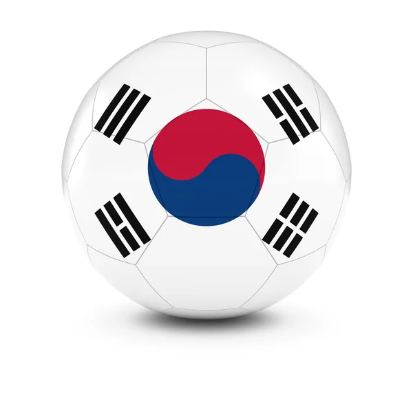 Jižní Korea fotbal - jihokorejský vlajky na fotbalový míč — Stock fotografie