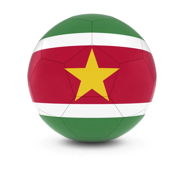 Suriname Calcio - Bandiera Surinamese sul Pallone da Calcio — Foto Stock