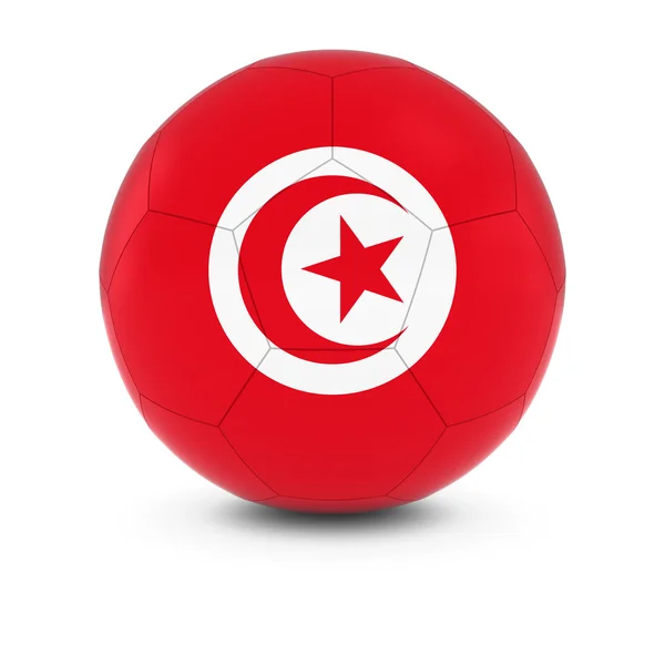 Tunisien fotboll - tunisiska flaggan på fotboll — Stockfoto