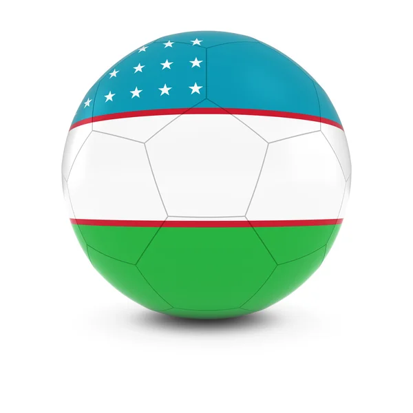 Uzbekistan Calcio - Bandiera Uzbekistana sul Pallone da Calcio — Foto Stock