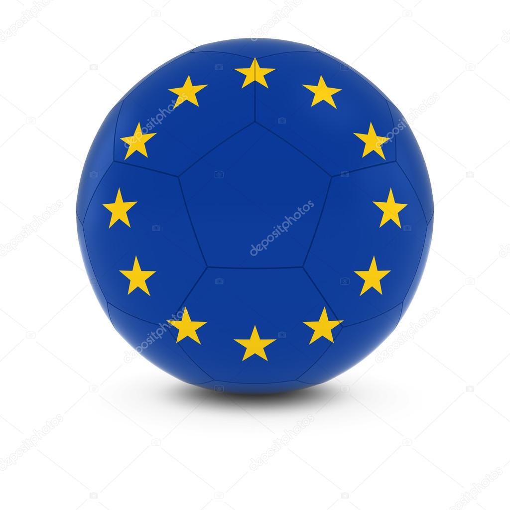 Europe Football European Union Flag on Soccer Ball — Stock Photo