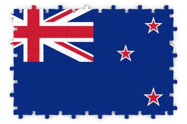 Yeni Zelanda bayrağı parçalı bulmaca - Yeni Zelanda bayrağı bulmaca üzerinde izole beyaz