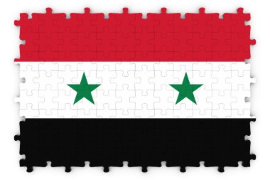 Suriye bayrağı parçalı bulmaca - Suriye Devlet bayrağı bulmaca üzerinde izole beyaz