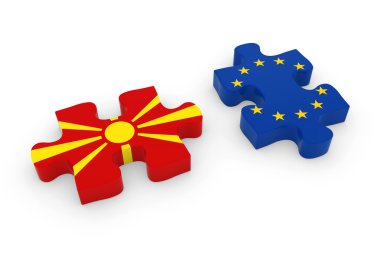 Makedonya ve AB Puzzle parçaları - Makedonca ve Avrupa bayrak Yapboz 3d çizim