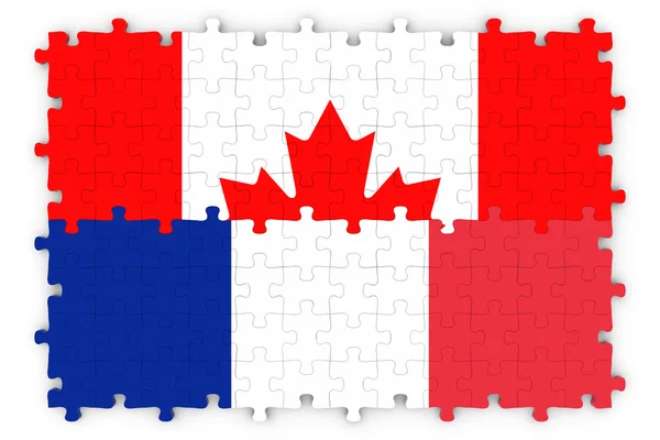 Immagine concetto franco-canadese - Bandiere di Francia e Canada puzzle — Foto Stock