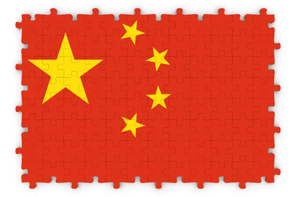 Chinese Flag Jigsaw Puzzle - Bandeira da China Puzzle Isolado em Branco — Fotografia de Stock