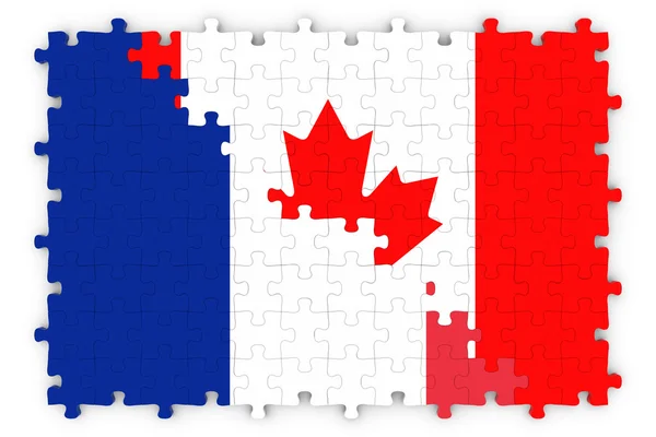 Immagine concetto franco-canadese - Bandiere di Francia e Canada puzzle — Foto Stock