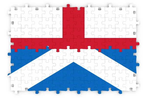 Imagen del concepto de relaciones inglés y escocés - Banderas de Inglaterra y Escocia Jigsaw Puzzle —  Fotos de Stock
