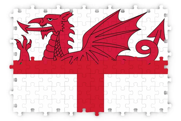 English and Welsh Relations Concept Image - Flags of England and Wales Jigsaw Puzzle — Stock Photo, Image