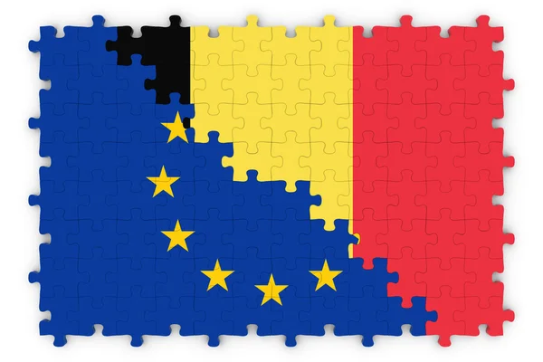 European and Belgian Relations Concept Image - Flags of the European Union and Belgium Jigsaw Puzzle — Stock Photo, Image