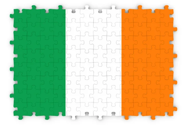 爱尔兰国旗拼图游戏-爱尔兰国旗益智孤立在白色 — 图库照片