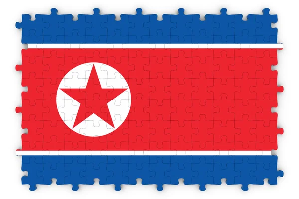 Noord-Koreaanse vlag Jigsaw Puzzle - vlag van Noord-Korea puzzel geïsoleerd op wit — Stockfoto