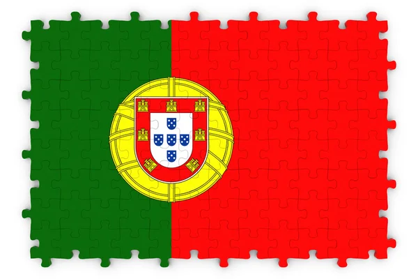 Portuguese Flag Jigsaw Puzzle - Flag of Portugal Puzzle Isolated on White — Stock Photo, Image