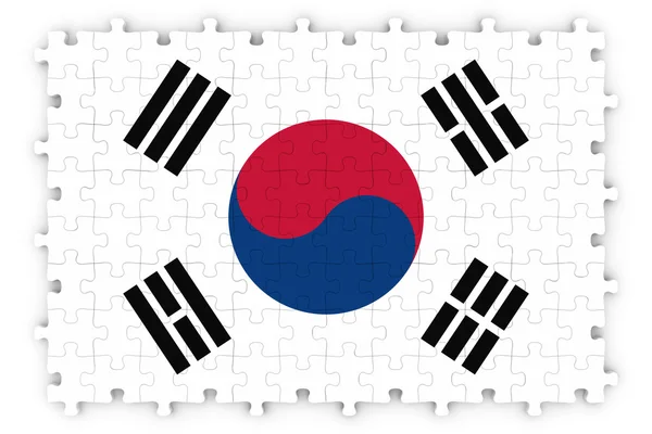 Südkoreanische Flagge Puzzle - Flagge Südkoreas Puzzle isoliert auf weiß — Stockfoto