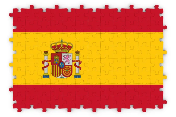 Parçalı bulmaca İspanyolca bayrak - İspanya bayrağı üzerinde izole beyaz bulmaca — Stok fotoğraf
