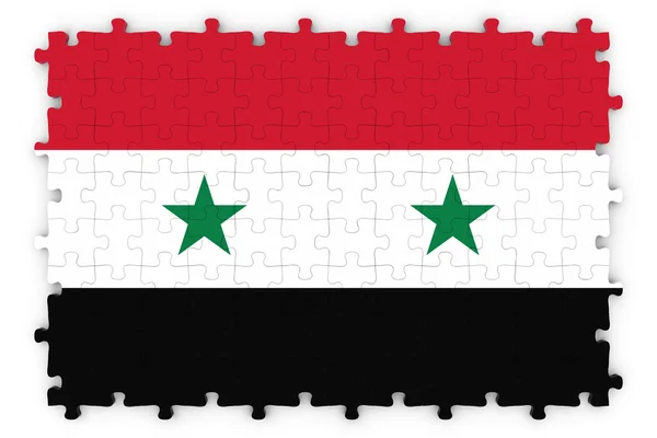 Syria Flag Jigsaw Puzzle - Flag of the Syrian Government Puzzle Isolated on White — Stock Photo, Image