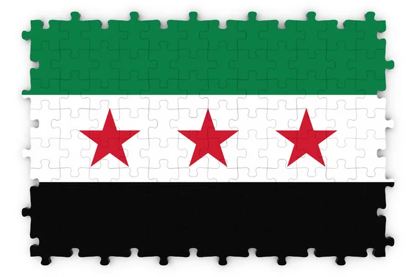 Suriye Muhalefet Bayrağı Yapboz - Beyaz Izole Suriye Muhalefet Bulmaca Bayrağı — Stok fotoğraf