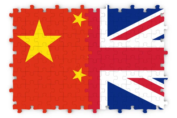 British and Chinese Relations Concept Image - Flags of China and the United Kingdom Jigsaw Puzzle — Stock Photo, Image