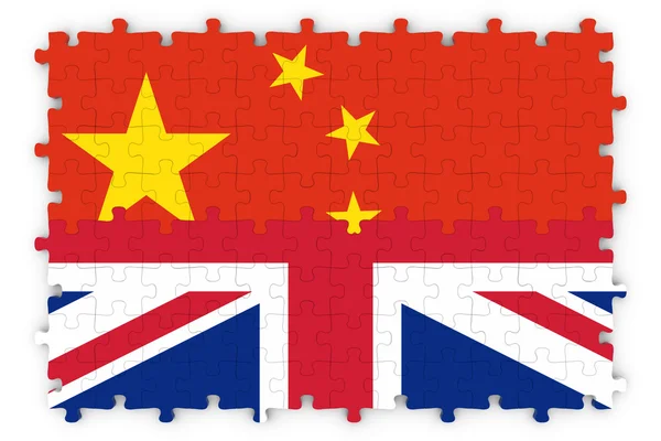 British and Chinese Relations Concept Image - Flags of China and the United Kingdom Jigsaw Puzzle — Stock Photo, Image