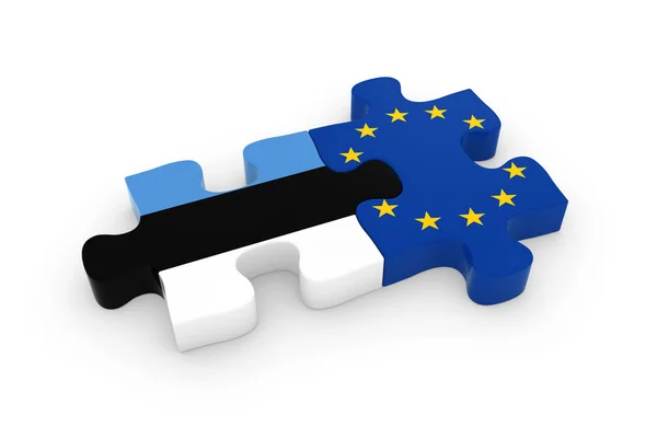 Estonia y UE Puzzle Piezas - Estonia y Europa bandera Jigsaw 3D Ilustración —  Fotos de Stock