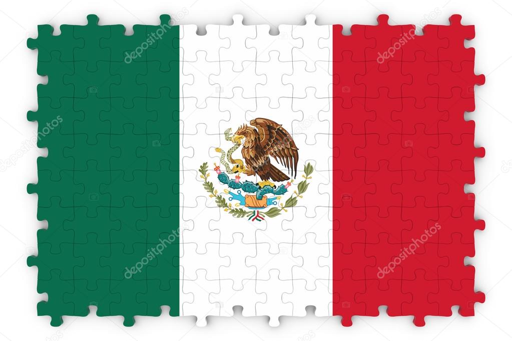 Rompecabezas de la bandera mexicana Bandera de México Puzzle aislado