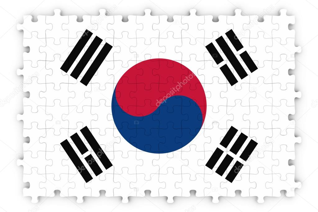 韓国国旗ジグソー パズル - 大韓民国の国旗パズルに分離ホワイト