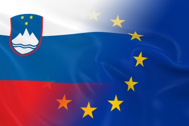 Sloven ve Avrupa İlişkileri Kavramı İmajı - Slovenya ve Avrupa Birliği Bayrakları Birlikte Soluyor