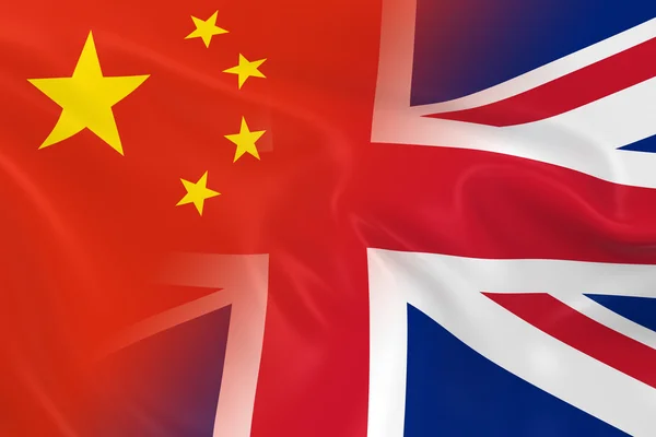 Chinese and British Relations Concept Image - Flags of China and the United Kingdom Fading Together — Stock Photo, Image