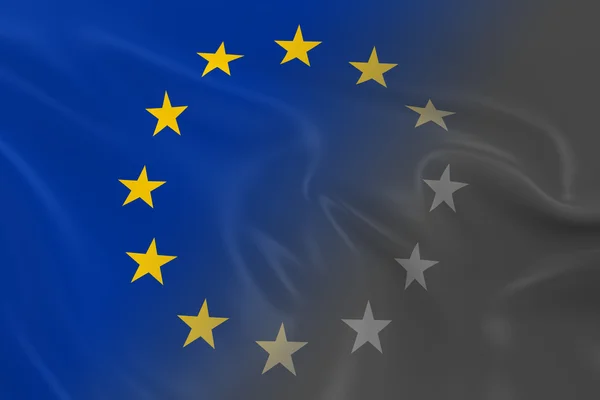 Konzept des europäischen Niedergangs - Fahne der Europäischen Union verblasst in Schwarz-Weiß — Stockfoto