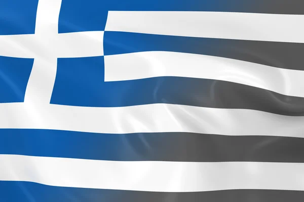 Conceito Nacional de Declínio - Bandeira da Grécia Desvanecendo-se em Preto e Branco — Fotografia de Stock