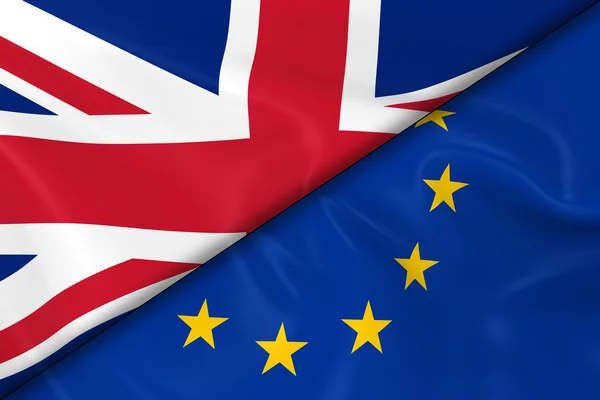 Drapeaux du Royaume-Uni et de l'Union européenne Diago divisé — Photo