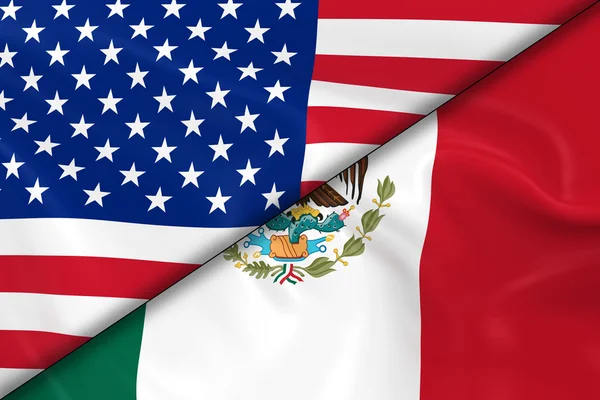 Flags of the United States of America and Mexico Divided Diagona — Stock Photo, Image