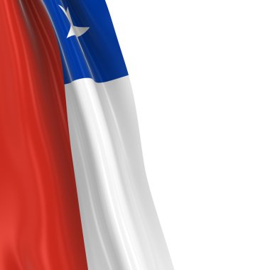 Hanging Flag of Chile - 3D Render of the Chilean Flag Draped over white background clipart