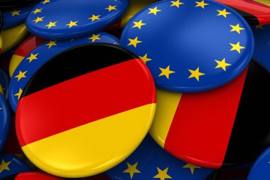 Bayrak rozetleri Almanya ve Avrupa'da kazık - kavram görüntü Alman ve Avrupa ilişkileri