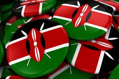 Kenya Bayrak Rozetleri Kazık - Kenya Düğmeleri Bayrağı üst üste yığılmış - 3d İllüstrasyon