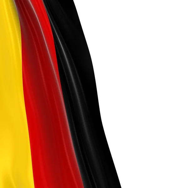 Hanging Flag of Germany - 3D Render of the German Flag Draped over white background with copyspace for text — Stock Photo, Image