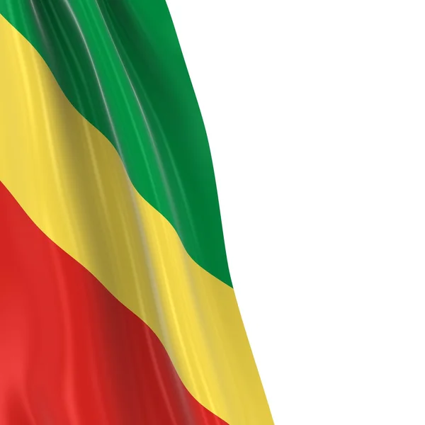 Bandera colgante del Congo - 3D Renderizado de la bandera congoleña cubierto sobre fondo blanco — Foto de Stock