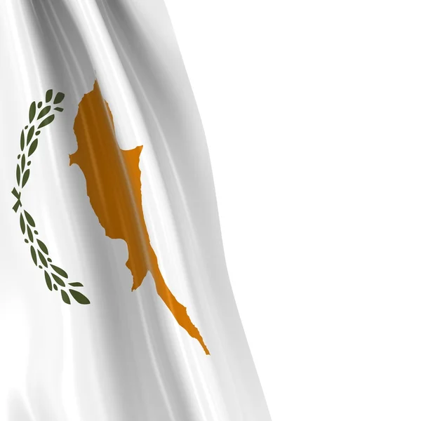 Bandeira pendurada de Chipre - 3D Render of the Cypriot Flag Drapeado sobre fundo branco — Fotografia de Stock