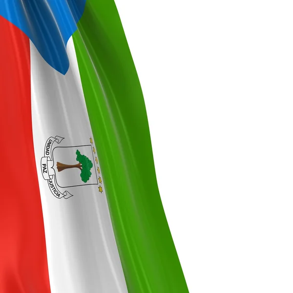 Развешивание флага Экваториальной Гвинеи - трехмерный рендер флага Экваториальной Гвинеи на белом фоне — стоковое фото