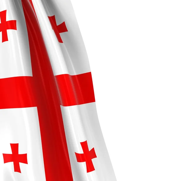 Grúzia - 3d teszik a grúz zászló Draped fehér háttérben lógó zászlaja — Stock Fotó