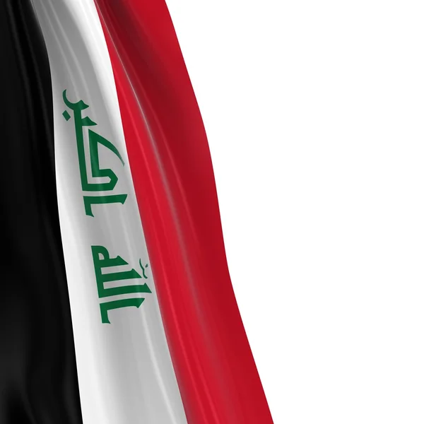 Hanging Flag of Iraq - 3D Render of the Iraqi Flag Draped over white background — Stock Photo, Image