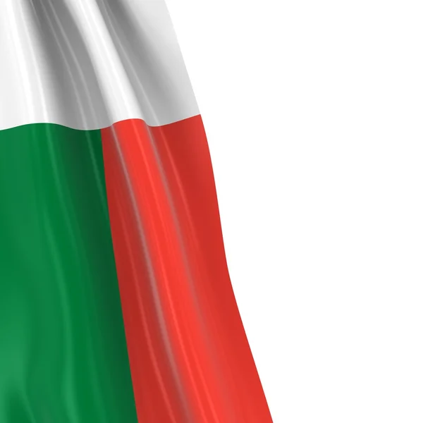 Wisi flaga Madagaskaru - 3d Render z kotwiczyły bandery nanoszone na białym tle — Zdjęcie stockowe