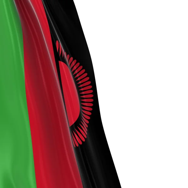 Bandera colgante de Malawi - 3D Render of the Malawian Flag Cubierta sobre fondo blanco —  Fotos de Stock