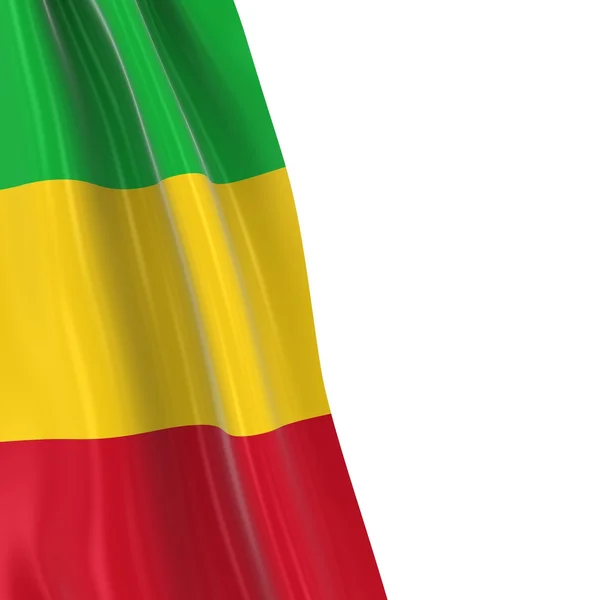 Bandiera appesa del Mali - Render 3D della bandiera maliana drappeggiata su sfondo bianco — Foto Stock