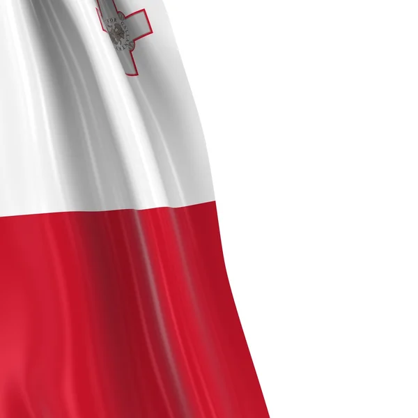 Bandera colgante de Malta - 3D Renderizado de la bandera maltesa cubierto sobre fondo blanco —  Fotos de Stock