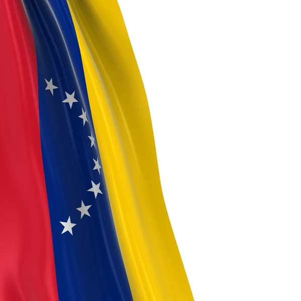 Подвешивание флага Венесуэлы - 3D-изображение венесуэльского флага на белом фоне — стоковое фото