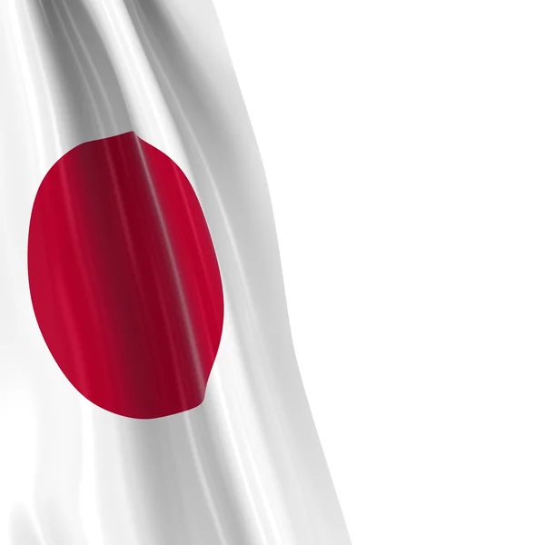 Hanging Flag of Japan - 3D Render of the Japanese Flag Drapated over white background dengan copyspace untuk teks — Stok Foto