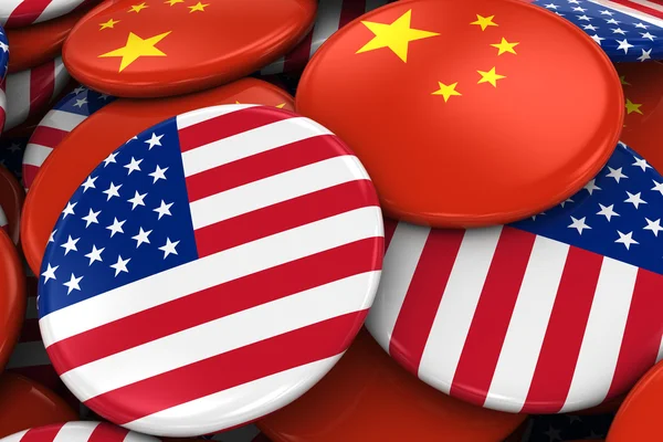 Flaga odznaki w Ameryce i Chin w Pile - koncepcja obraz dla nas i stosunki Chinese — Zdjęcie stockowe