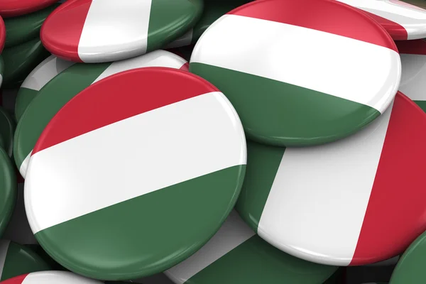 Значки с венгерским флагом - Флаг Венгрии Кнопки, сложенные друг на друге — стоковое фото