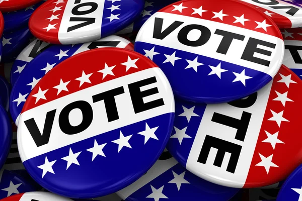 Mucchio di distintivi di voto - Elezioni USA Concetto Immagine — Foto Stock